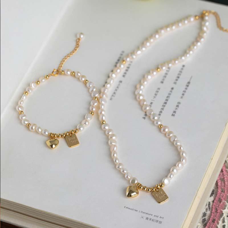 

Irregular Freshwater Pearl Heart Tag Choker - Baroque Style Influencer Necklace