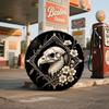 Dark Gothic Skull Eagle Floral Thorn Pattern Polyester Tire Cover, Sunproof Wear-Resistant Spare Tire Cover, Unique SUV Off-Road
