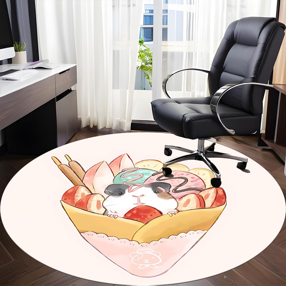 1pc Hamster Dessert Office Round Rug, Carpet for Office, Gaming, Lightweight Round Floor Mat yy260205093