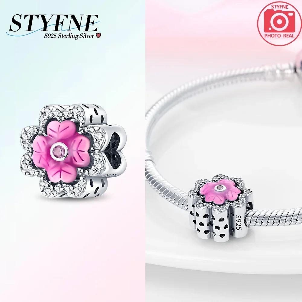 925 Silver Charms Pink Iris Flower Heart Unicorn Four Leaf Clover Beads for DIY Bracelet Jewelry Making Women