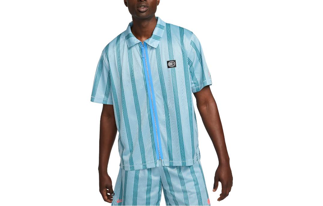 Nike T Shirts Men s Sky Blue Polo Collar Moderate Straight Fit DX0342-442 L