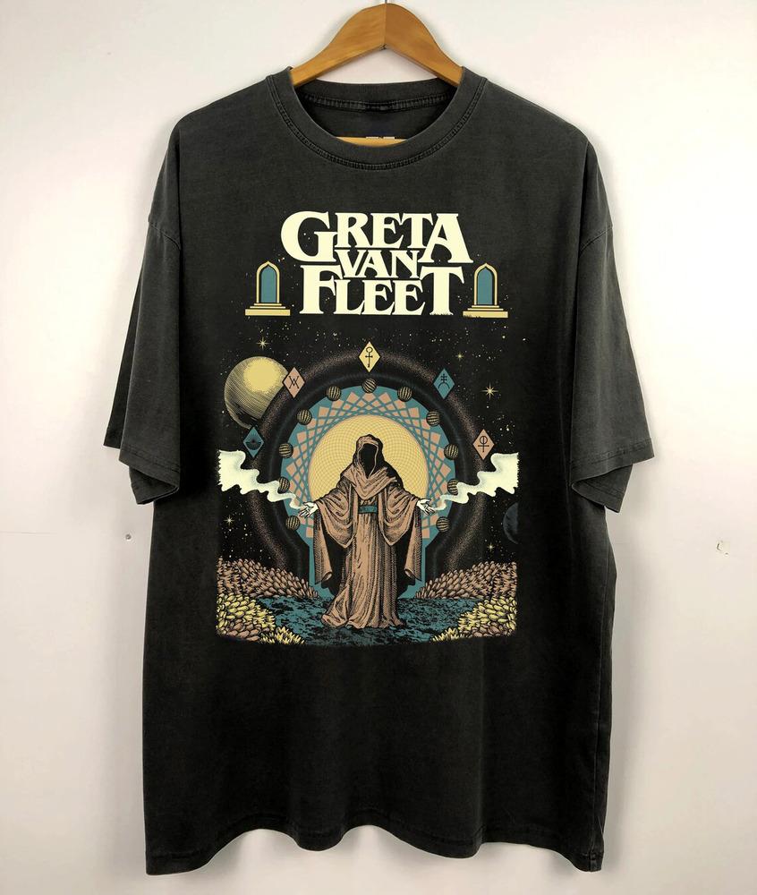 Greta Van Fleet Ροκ Συγκρότημα Παγκόσμια Περιοδεία 2024 Unisex T-Shirt Βαμβακερό Πλήρες Μέγεθος PP757 Unisex T-Shirt