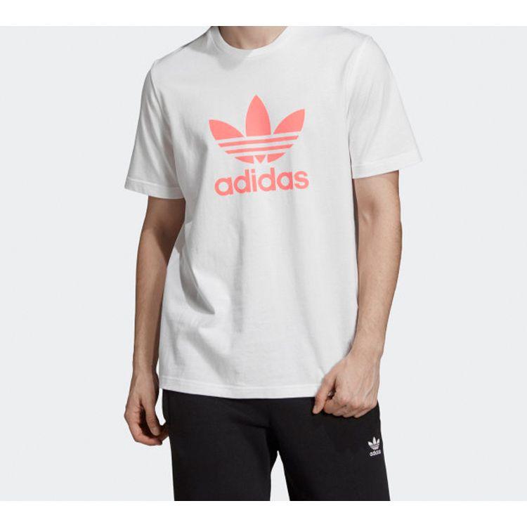 Adidas Originals Trefoil Logo Sports Short Sleeve T-Shirt Men Tops White Flash-Red FK1353