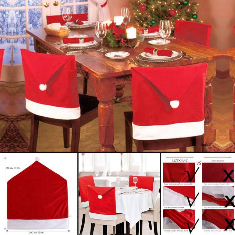 Christmas Decor Nonwoven Fabric Chair Cover With Festive Red Design For Holiday Dining