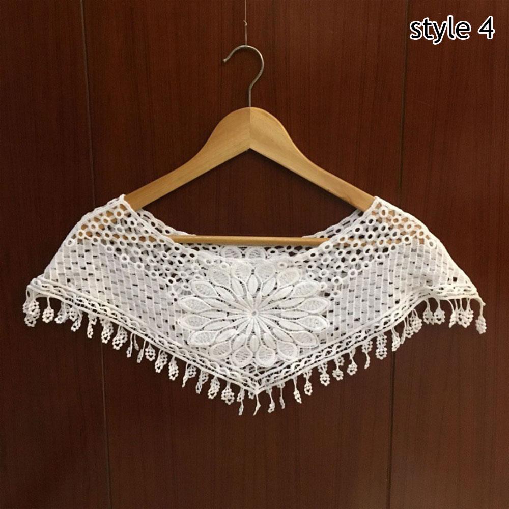White Elegant Knit Dress Lace Crochet Shawl Wraps Bridal Hollow Out Cover Up Women Summer Sun Protection False Collar Cape