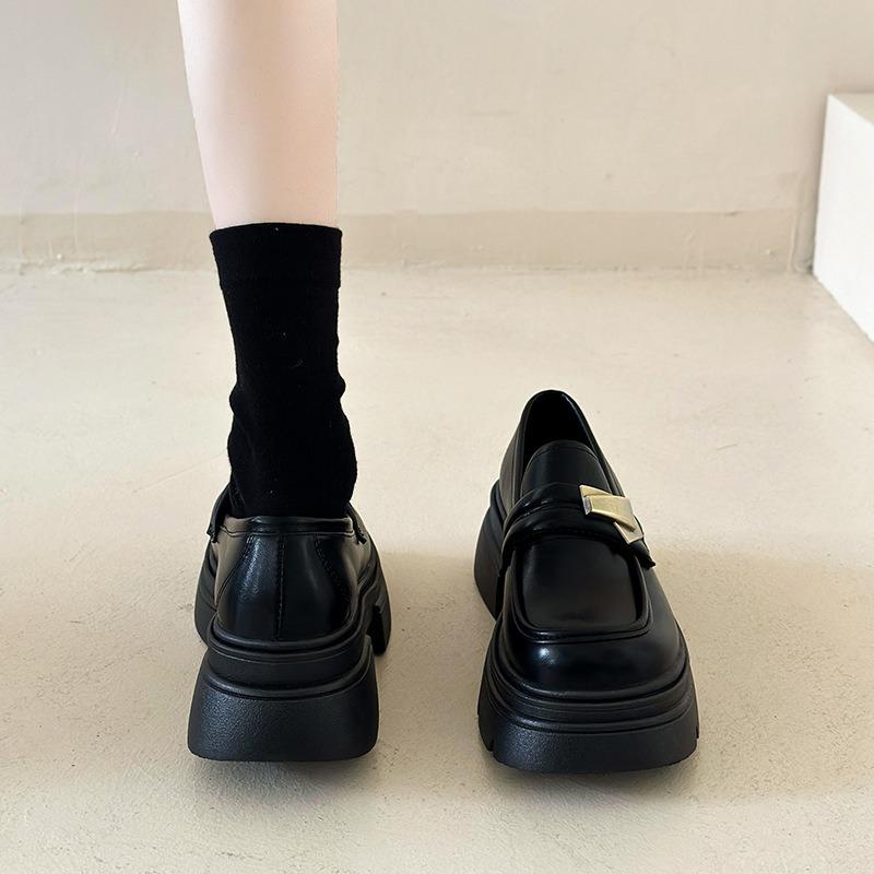 Fashion platform women's new spring British small leather shoes, genuine leather single shoes, spring and autumn high heels