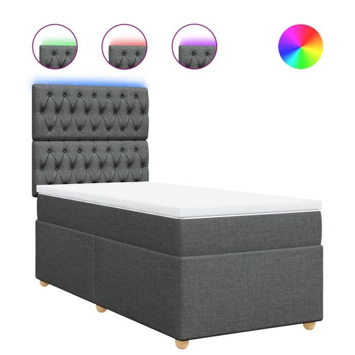 VidaXL Slat Bed Base with Mattress Dark Grey 100x200cm Fabric 3293499