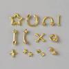 New 12 Grids Nail Charms Silvery Golden Alloy Nail Decor Y2K Self-Adhesive Manicure Accessories