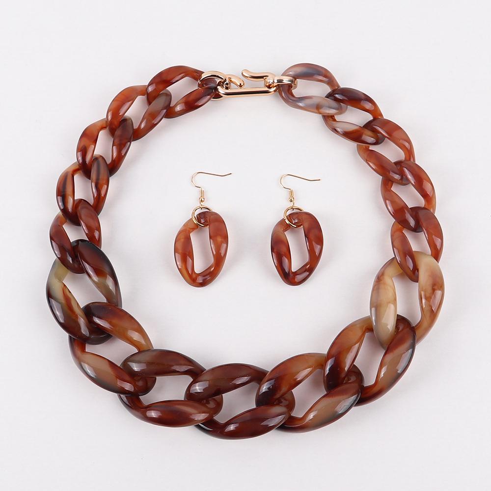 

FishSheep Statement Acrylic Big Chunky Chain Choker Necklace for Women Resin Link Chain Collar Necklace Set 2022 Fashion Jewelry 50cm