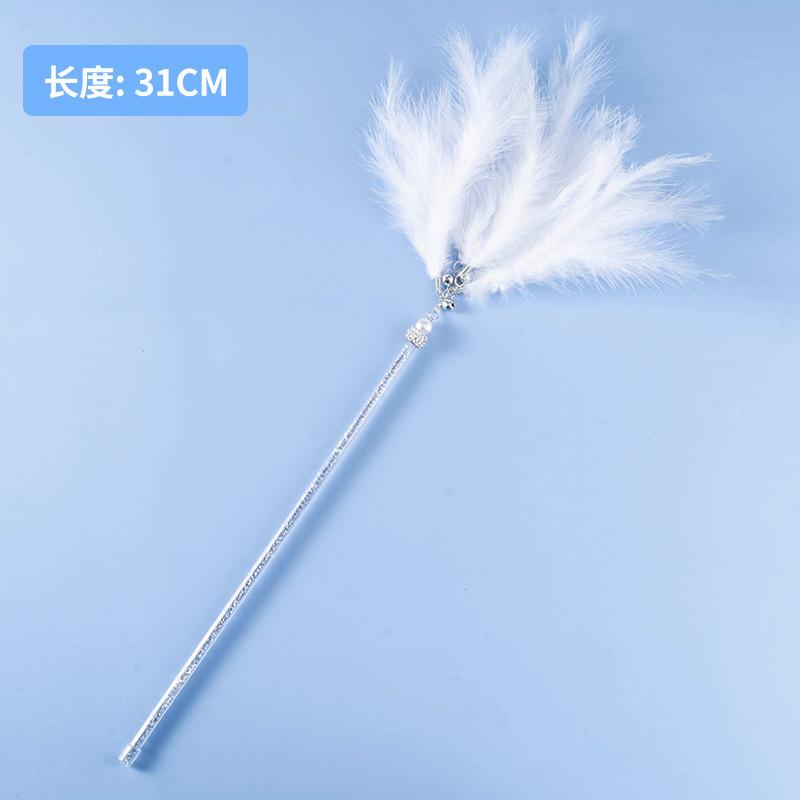 Tassel cat teaser wand, cat toy with feathers and bells, fairy cat teaser for boredom relief, interactive pet cat toy supplies