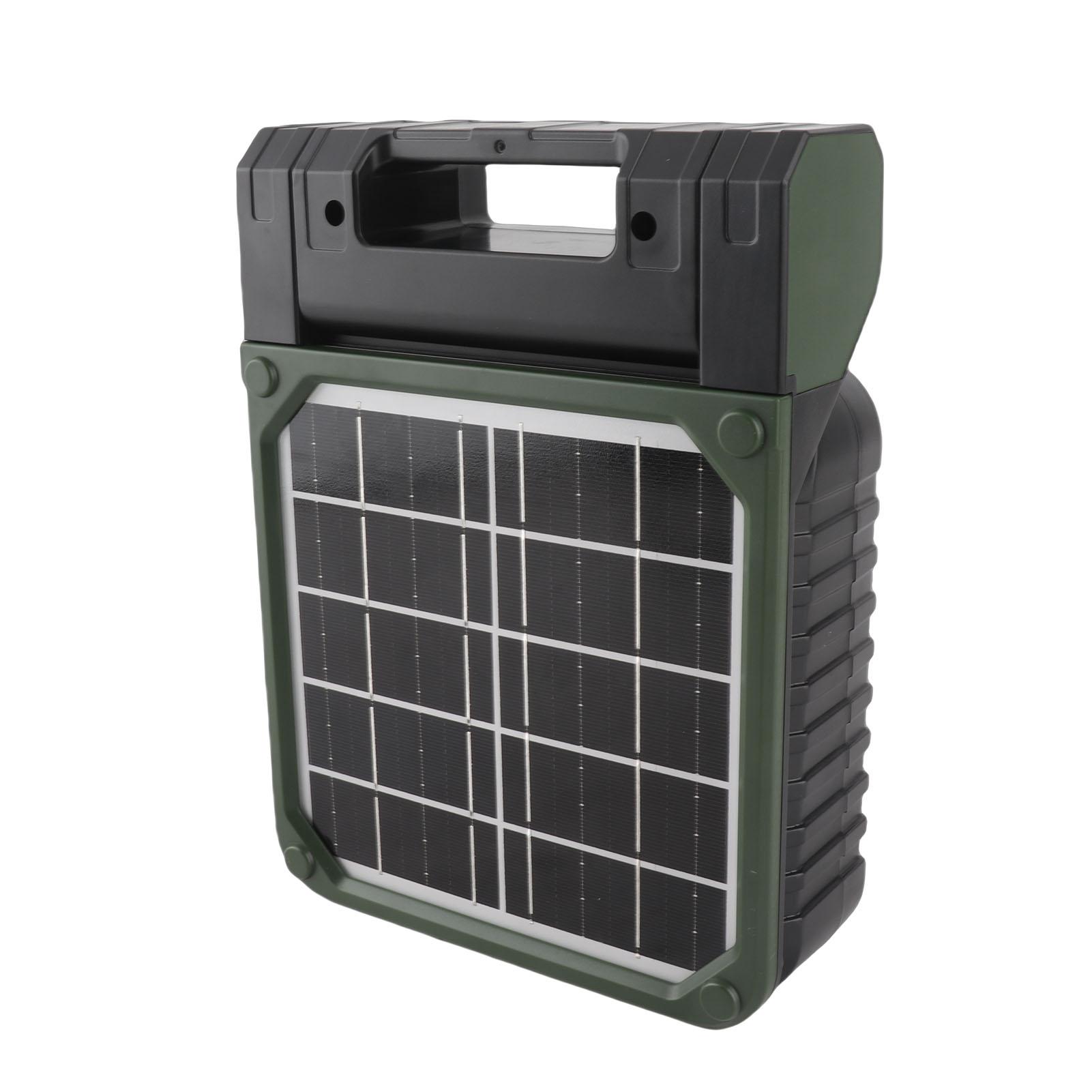 Solar Fan 5200MAH Type C Charging 4 Speed   Brushless Motor 4.5mCelsiuss Low Noise LED Timer Solar Camping Fan for Fishing Outdoor Activities