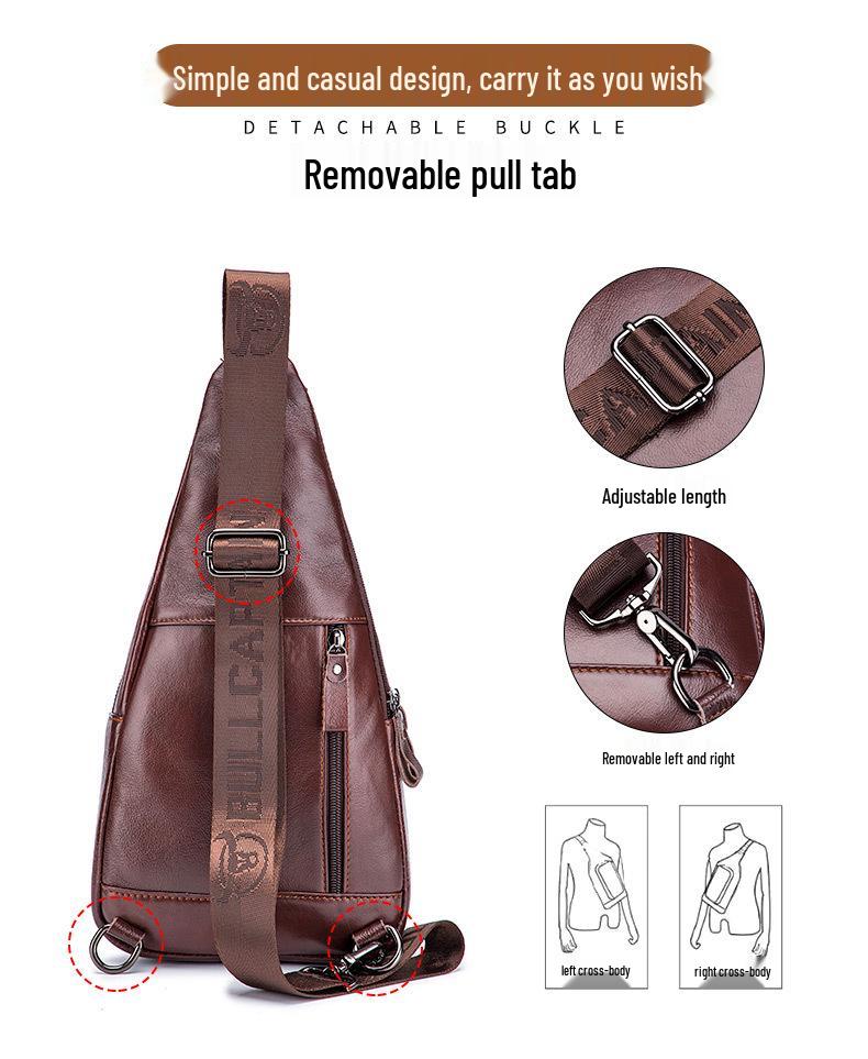 Captain Cow Men's Genuine Leather Multifunctional Crossbody Chest Bag
