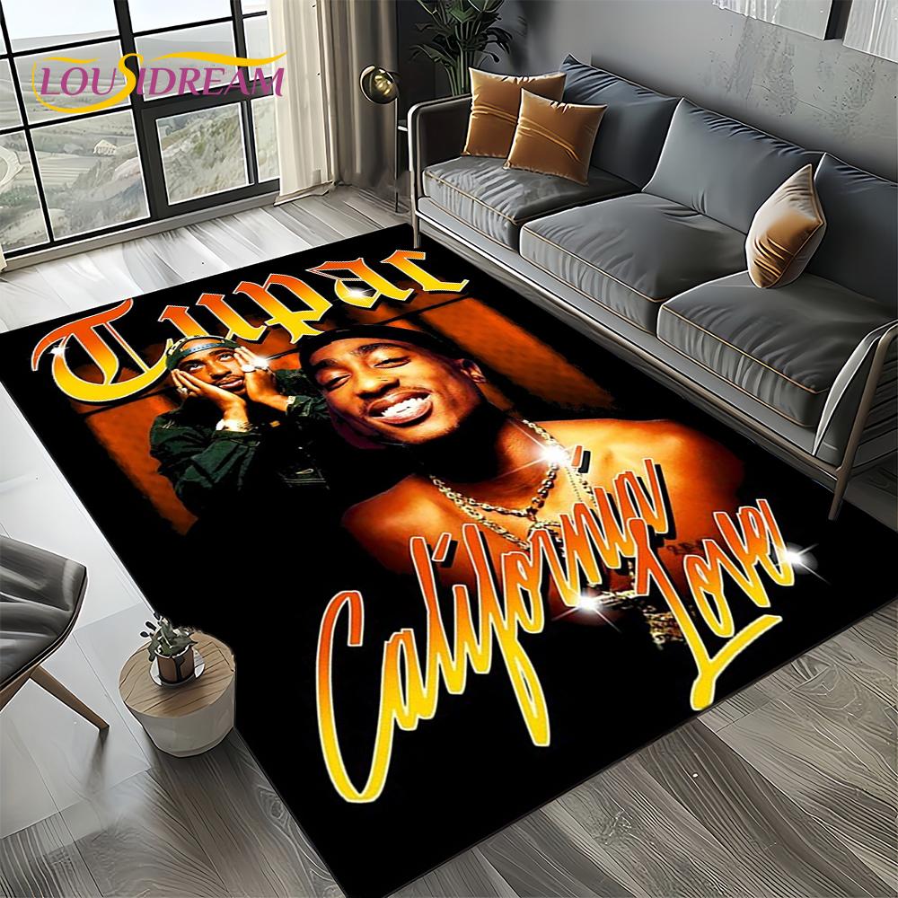 Rapper Eminem Tupac 2pac Hip-Hop Rap God Carpet Rug for Living Room Bedroom Home Sofa Decoration,Area Rug Non-slip Floor Mat
