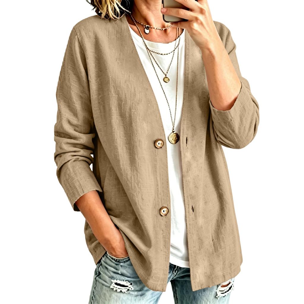 Women's Casual Cotton Linen Cardigan - Open Front Long Sleeve Lightweight Outerwear