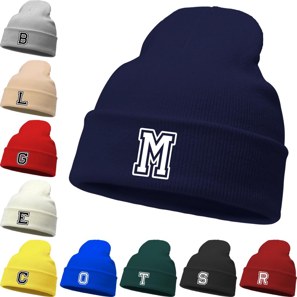Alphabet Letters A-Z Print Winter Hats Unisex Cap Beanie Lightweight Solid Color Knitted Hat Beanie Perfect For Daily Wear