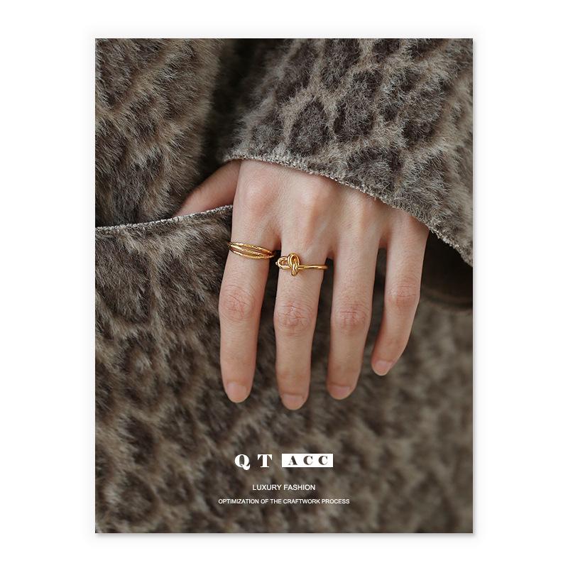 

Minimalist Gold Electroplated Brass Ring: Stylish, High Color Retention, Layered Design for Women