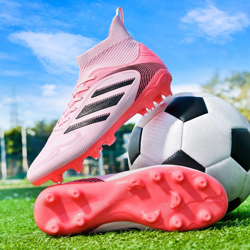 Football shoes men's and women's high-top artificial grass AG spikes football sneakers youth student training sneakers