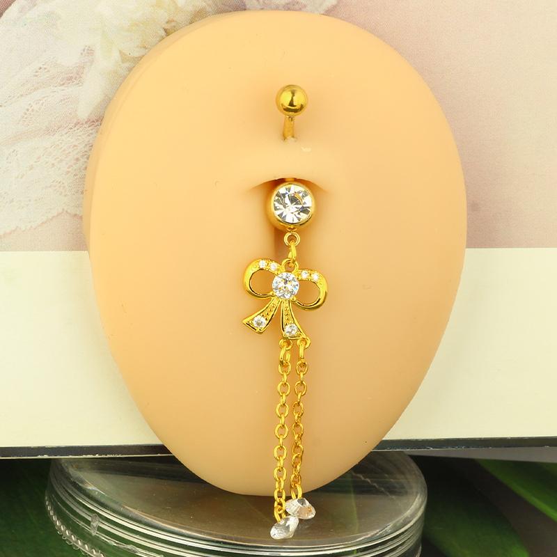 1pc Golden Belly Button Rings Pack Stainless Steel Long Dangling Navel Belly Piercing Jewelry For Women 14G Belly Bar Kit Stud