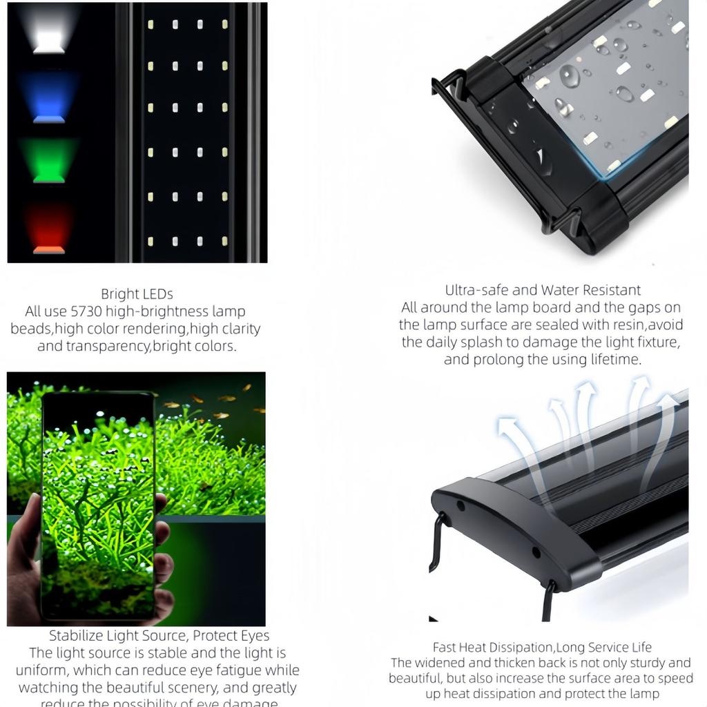 1Pc Aquarium Aquatic Plant Light, High-brightness, Ultra-thin Aquarium Light, Full-spectrum Eye Protection, Aquarium Enhancement Lamp, Landscaping