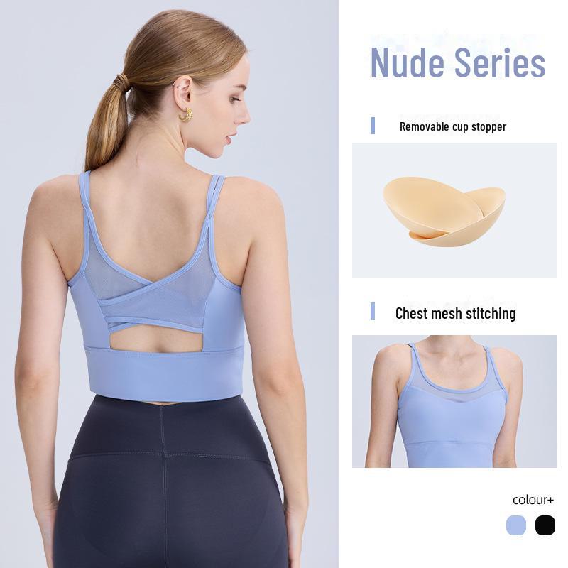 Breathable Mesh Sports Bra for Women - Skin-Friendly, Supportive, Shockproof, Beautiful Back Design