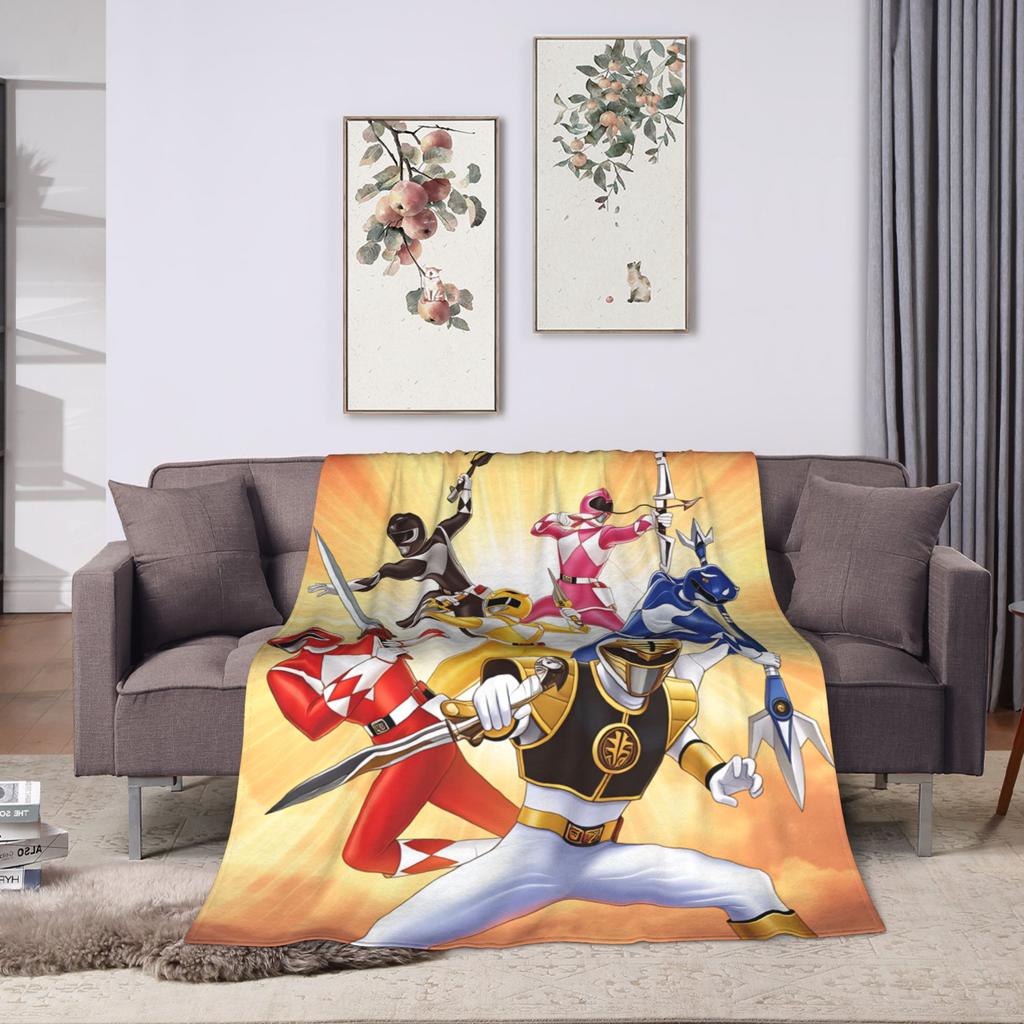 M-Mighty Morphin Super Warm Blankets  Cartoon P-Power Rangers Picnic Plush Bedding Throws Novelty Flannel Bedspread Sofa Bed