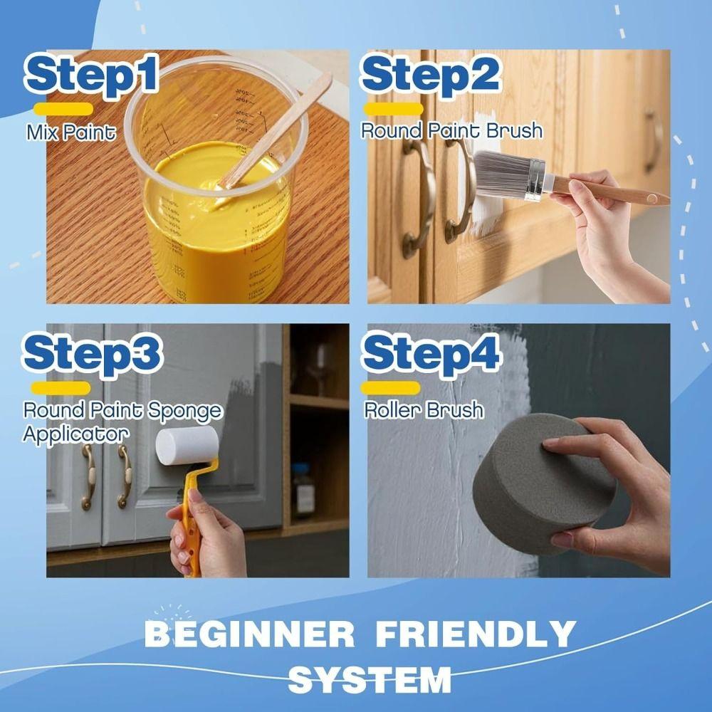 18pcs All-in-one Paint Brush Set Nitrile Gloves Mixing Sticks Painting Supplies Polish Sponge Block Mixing Cups