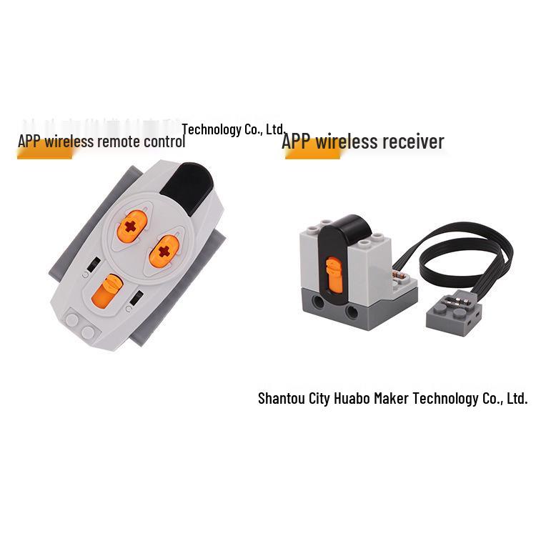 LEGO-Compatible Smart Motor & Remote Kit with Electric App Control, Receiver, and Battery Box.