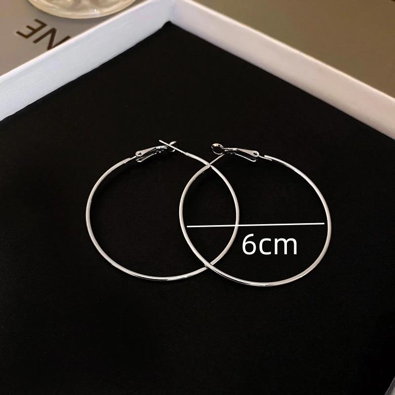 

4CM 5CM 6CM Big Hoop Earring for Women Hiphop Rock Temperament Simple Circle Round Ear Zircon Brincos Ornamentos Orejeras