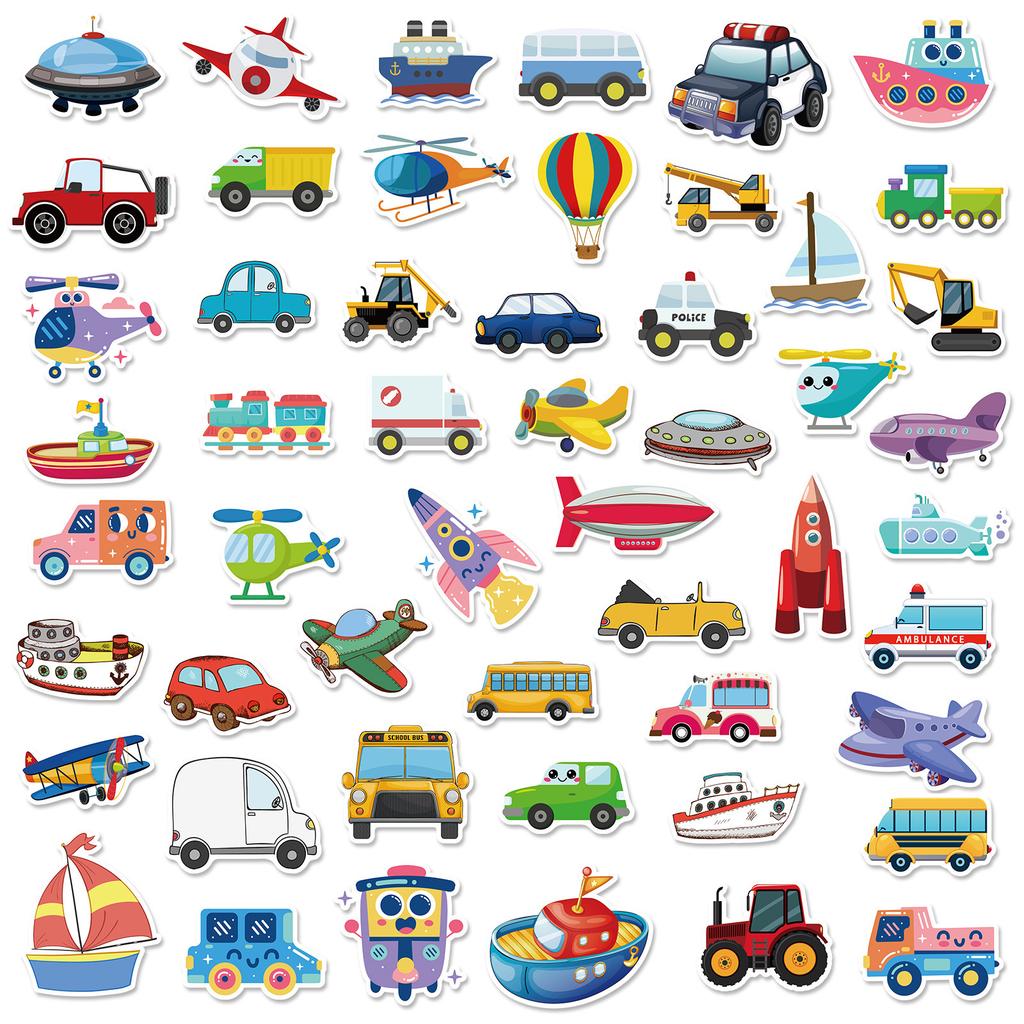 150 Cartoon Vehicle Series Stickers for Children Primary School Students' Educational Kindergarten Object Recognition Train Stickers