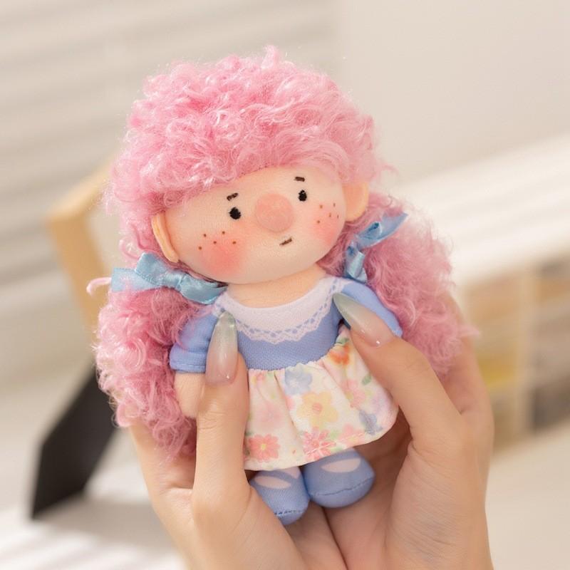 Plush Keychain With Rainbow Curly Hair For Kids And Teens Gift