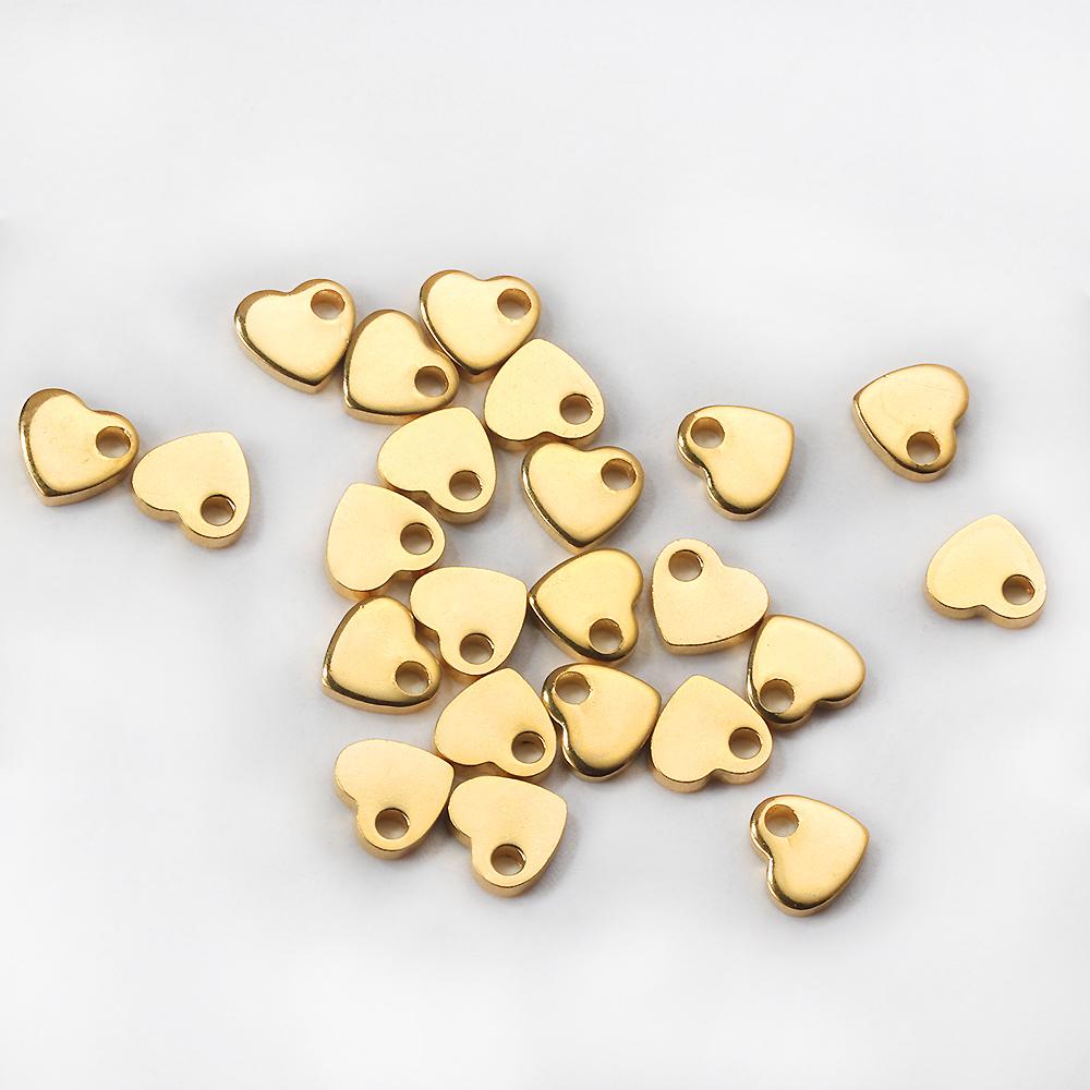 Stainless Steel Gold-plated Heart Single-hole Pendant Handmade DIY Necklace Accessories Wholesale Waterproof Jewelry Non-fading