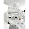 Men's American-style Street Sports Style Sports Car Print Hooded Sweatshirt for Autumn Winter with Added Insulation Thickness.