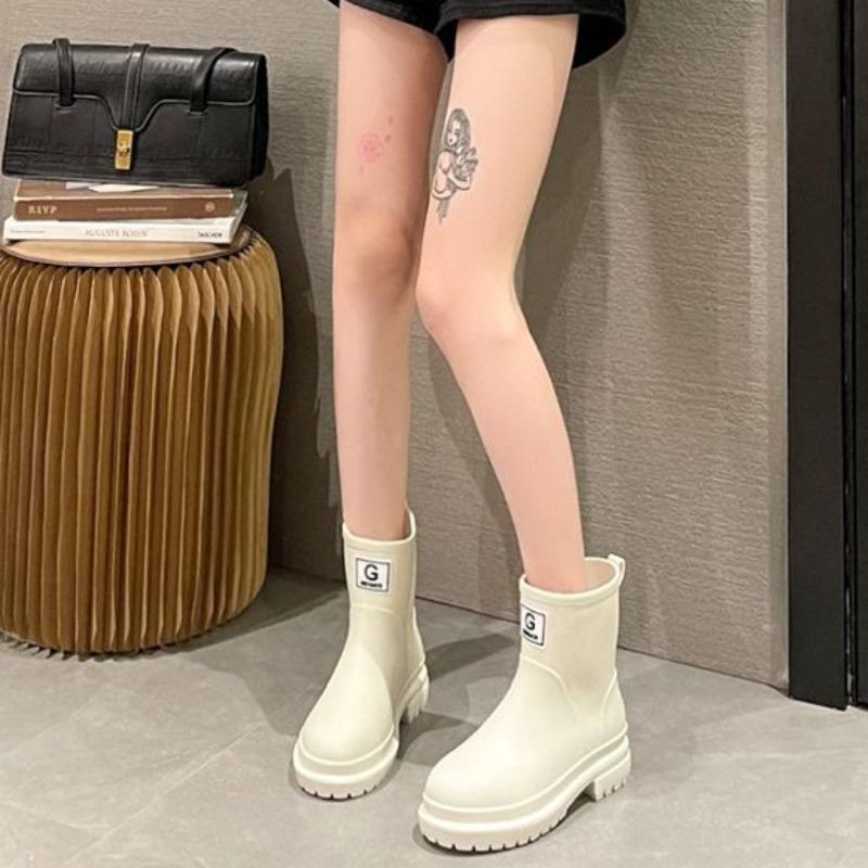 Thickened Rain Boots Women's All-match Fashion Short-tube Rain Boots Adult Kitchen Waterproof Non-slip Rubber Shoes Women
