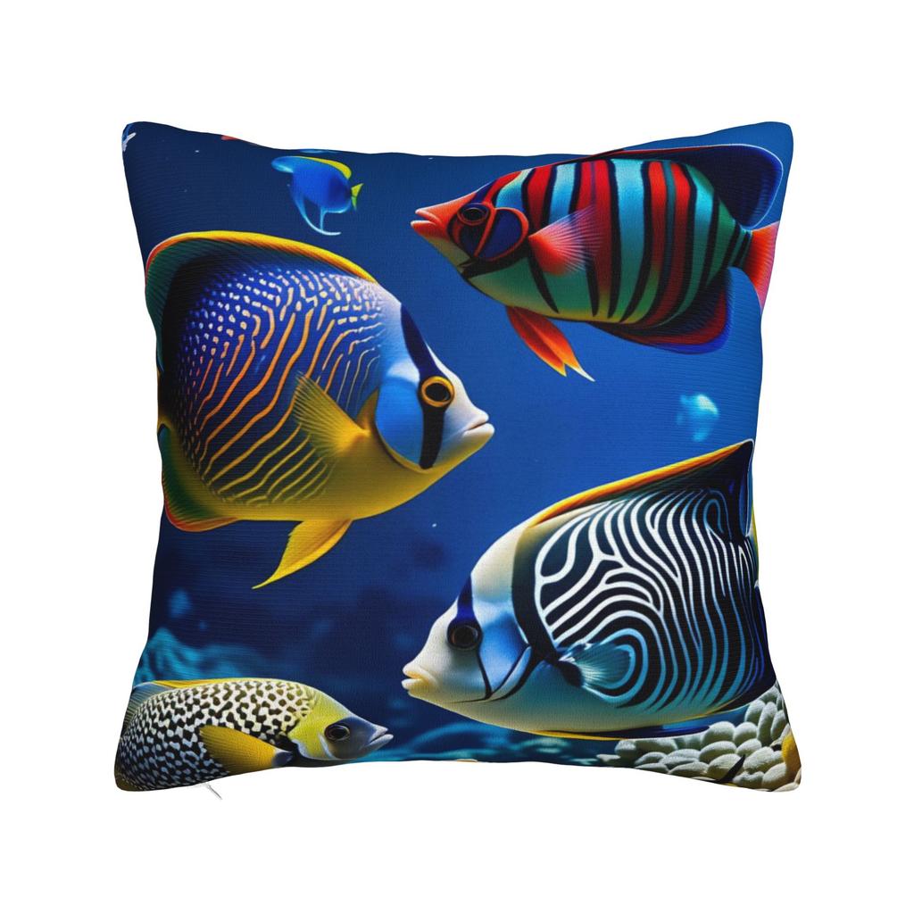 Pillow Case Beautiful Underwater World Colorful Fish Comfy Pillow Cover For Couch Sofa Bedroom Kawaii Pillowcases