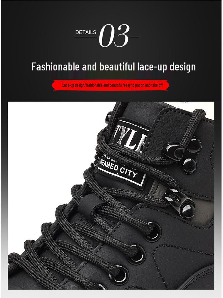 Men's 2025 Winter High-Top Cotton Leather Shoes - Warm, Non-Slip Casual Dad Shoes and Trendy Snow Boots.