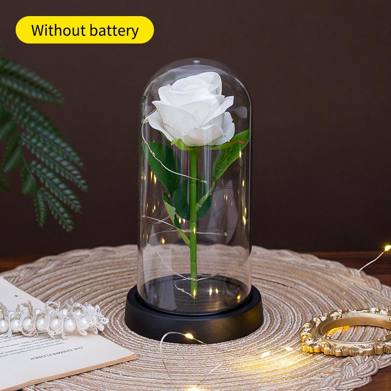 Wedding Birthday Valentine Day Present Eternal Rose Flower Vivid Luminous Ornament For Women Mom Girlfriend Wife Household Decoration