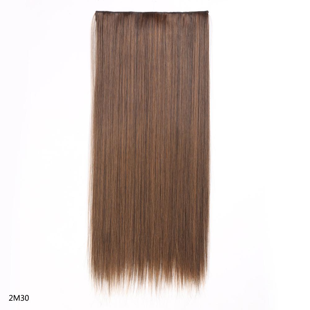 Synthetic Hair Extension Clip Ins One Piece With 5clips Long Straight Hair Brown Blonde Color For Women Daily Use