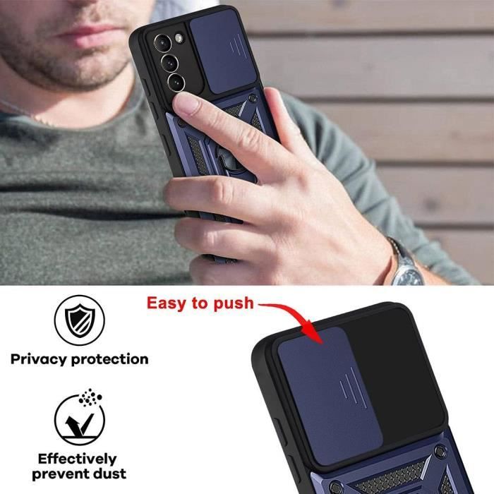 Coque de Protection - PROSHOP - pour Samsung S21 Plus - Rigide - Verre trempé - Bleu Marine