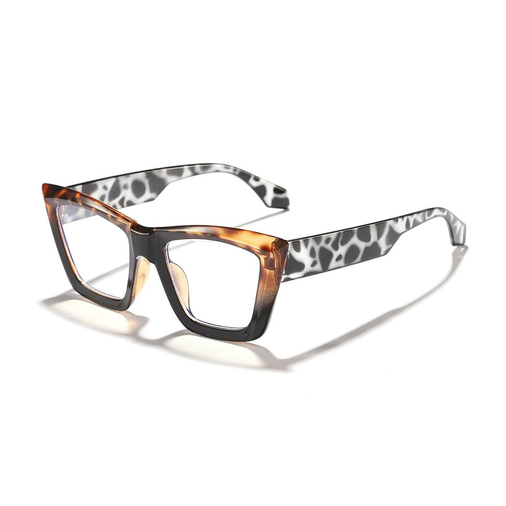Oversized Cat Eye Sunglasses Tortoiseshell Color Block Frame UV Protection Trendy Shades for Women & Y2K Fashion KJ091