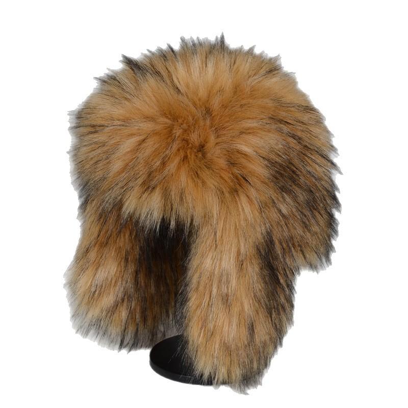 Thickened Winter Outdoor Imitation Fox Fur Warm Windproof Women's Plush Ski Face Small Ear Protection Hat