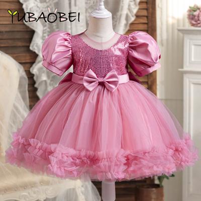 Vestido de Gaze Fofo para Menina Roupa Infantil Renda Tutu Festa de Casamento Aniversário Infantil Vestidos de Princesa