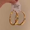 Women's Luxury Textured Metal Hoop Earrings - Versatile Niche Design
