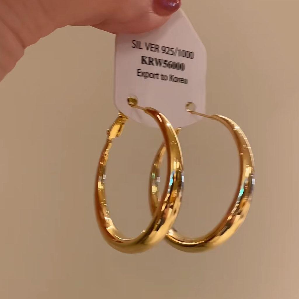 Women's Luxury Textured Metal Hoop Earrings - Versatile Niche Design