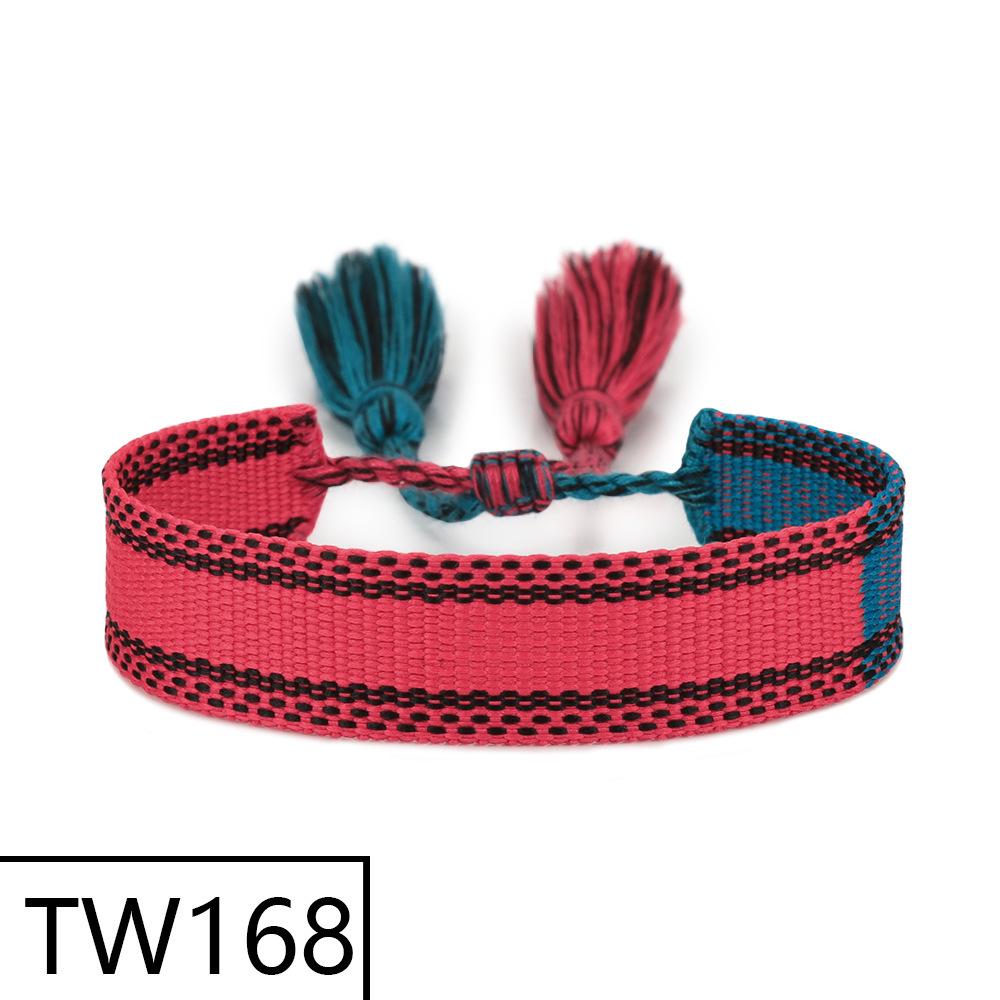 Handmade Bohemian Embroidered Logo Tassel Bracelet - Ethnic Style Friendship Band