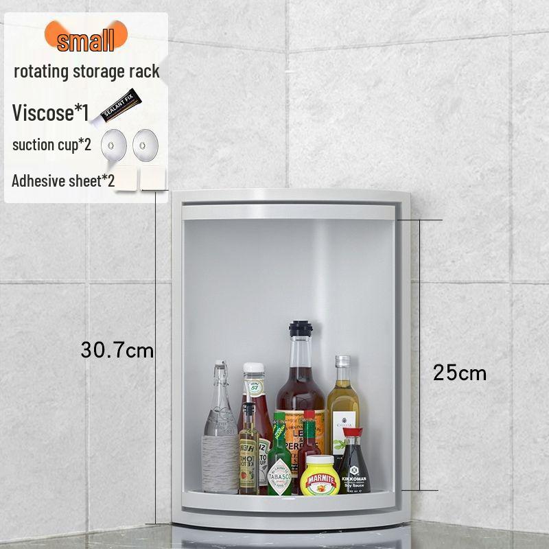 Triangle Kitchen Spice Rack: Wall-Mounted, Rotating Storage Shelf with Large Capacity and Punch-Free Corner Organizer