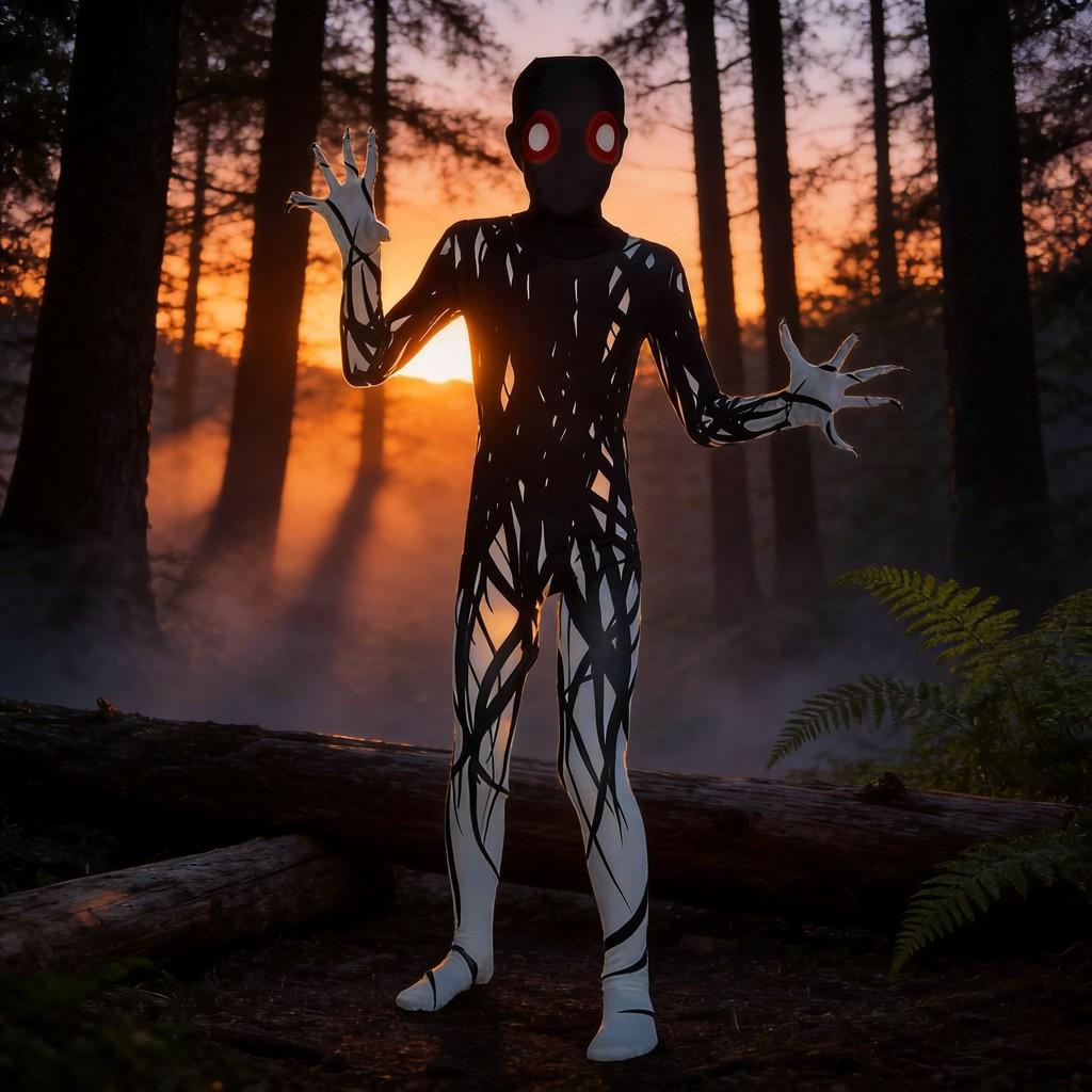 Tuta Intera da Cosplay Scheletro di Halloween con Stampa Digitale per Bambini Role Play
