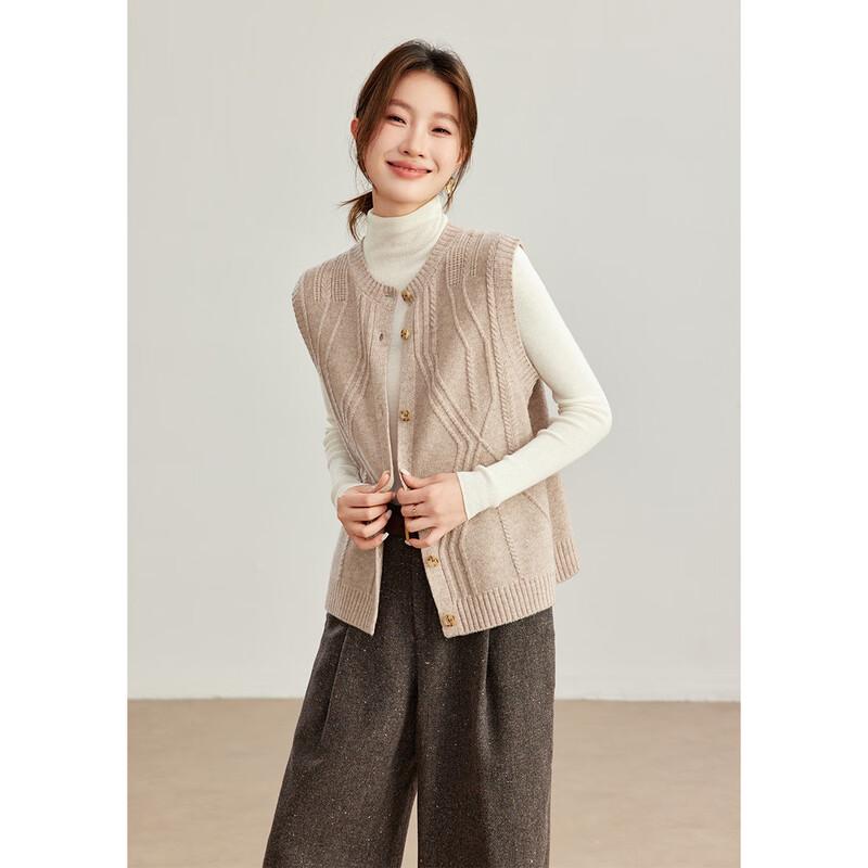 Shexi Women's 100% Wool Cable Knit Layered Vest