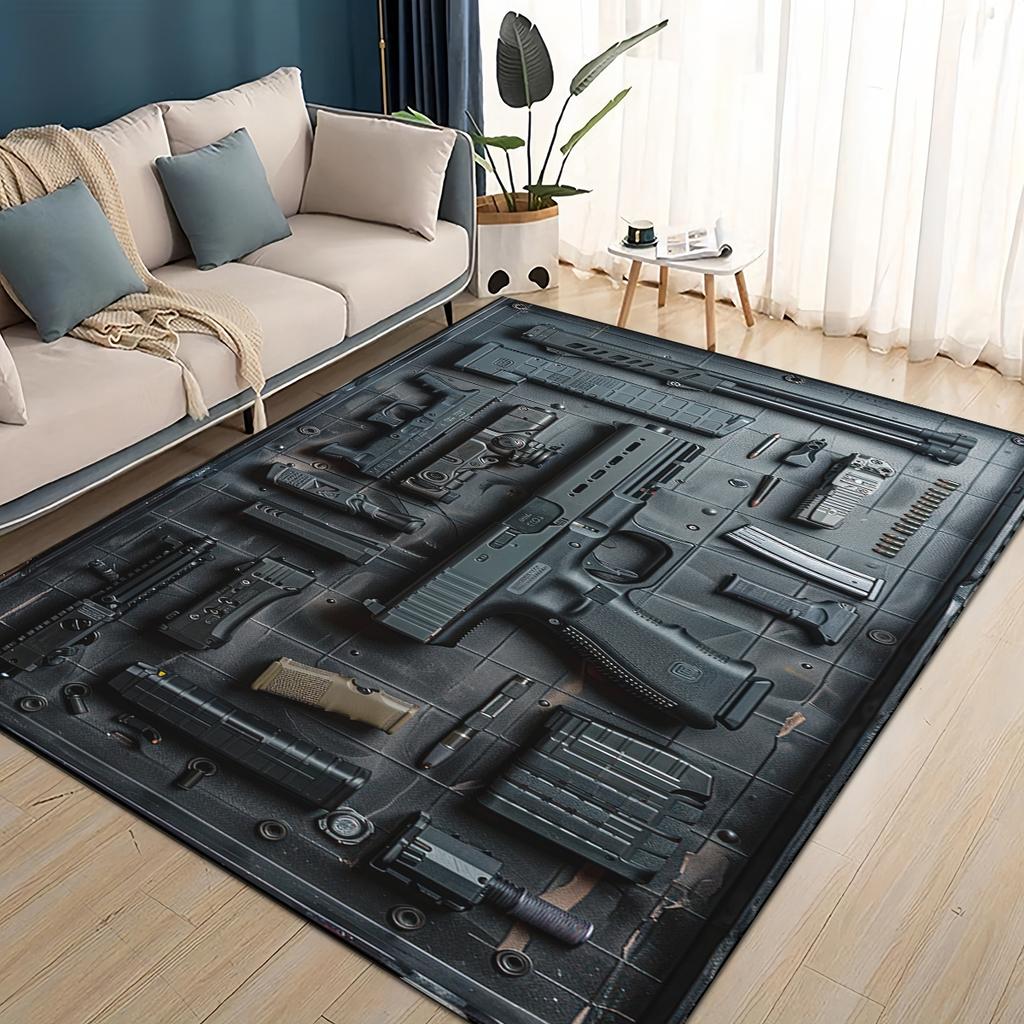 Style Military Shoot Gun Armoury Hot Weapons Rug for Living Room Bedroom Home Sofa Decoration,Kids Floor Mat