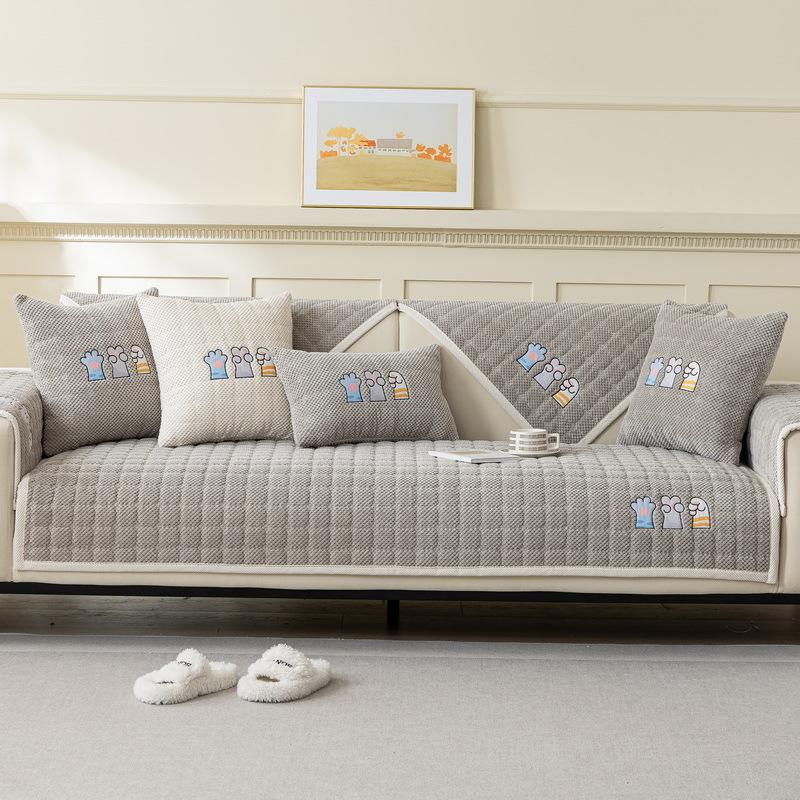 Corduroy Sofa Cushion Autumn And Winter Thickened Warm Plush Seat Cushion New Non-Slip Cover Cloth Leather Cover