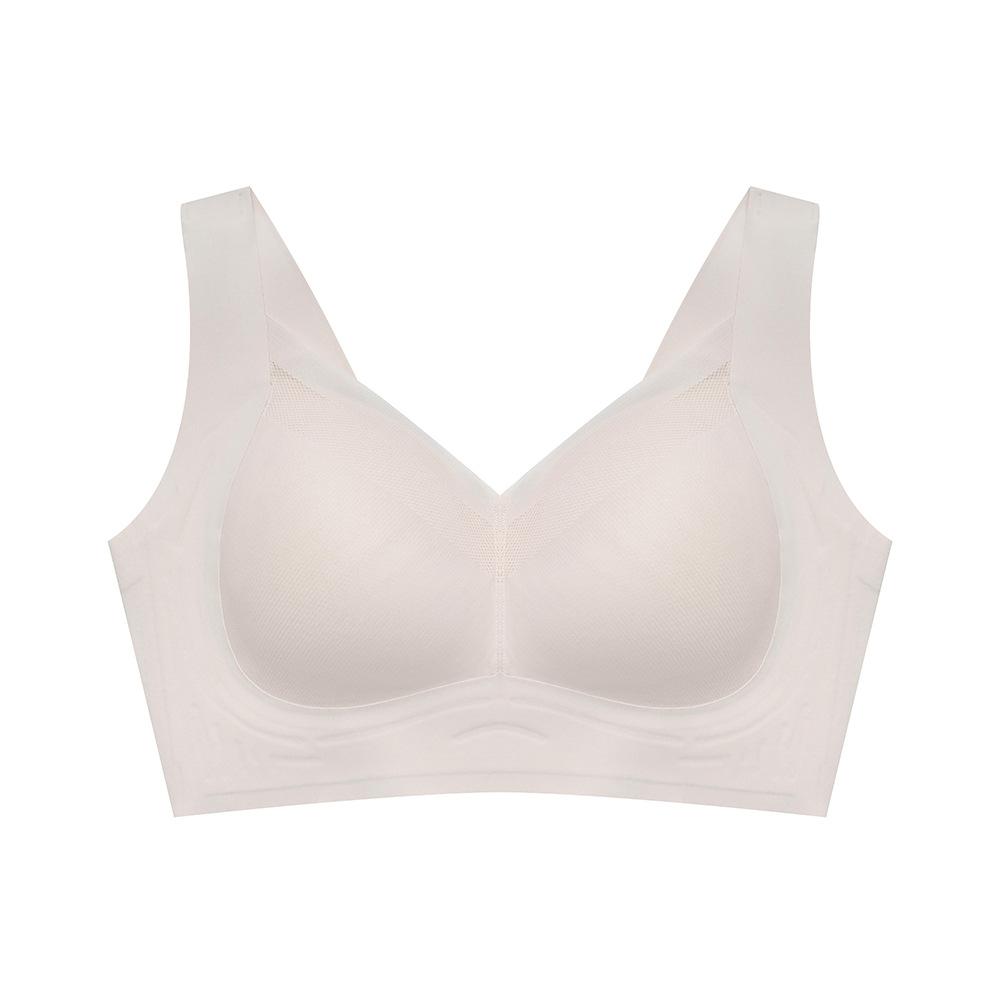 

Ультратонкий бюстгальтер с фиксированными чашками для похудения, полные чашки со сборками, антипровисающий бюстгальтер, не оставляющий следов 42/95BC бежевый
